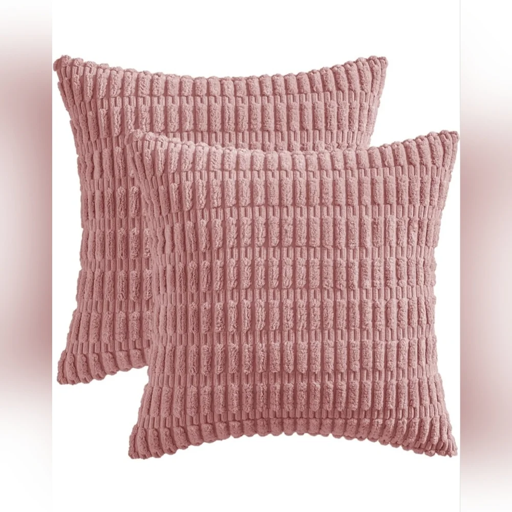 Blush‎ Pink Throw Pillow Covers 20x20 Corduroy Decorative Couch Pillow Cover New